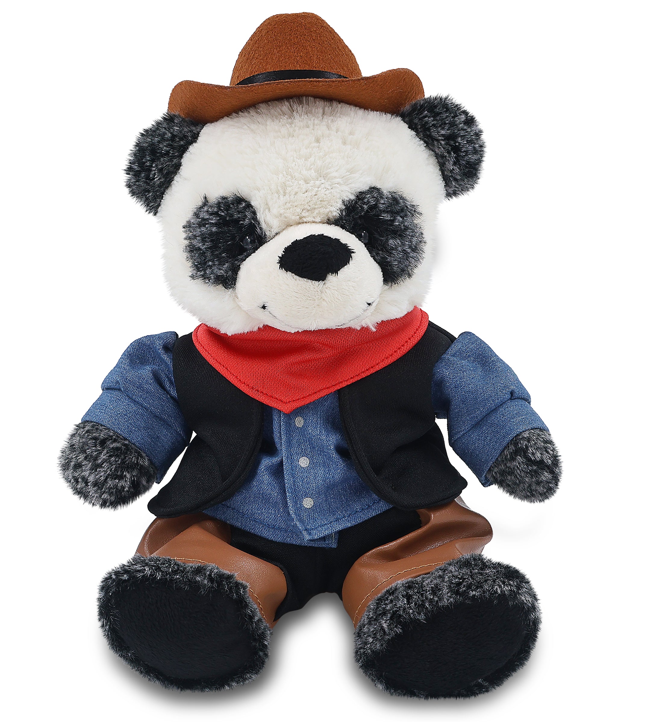 SUPER-SOFT PLUSH - SITTING PANDA COWBOY DRESS UP
