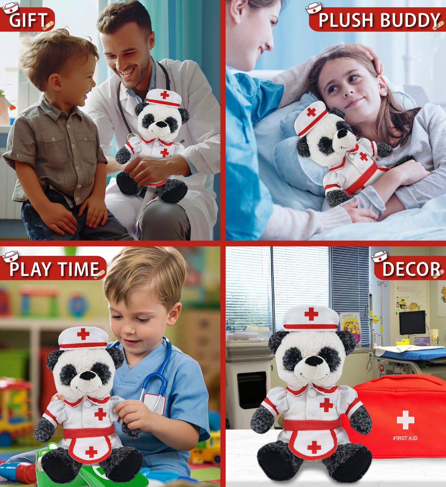 SUPER-SOFT PLUSH - SITTING PANDA NURSE DRESS UP