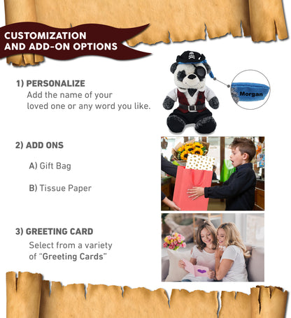 SUPER-SOFT PLUSH - SITTING PANDA WITH PIRATE DRESS UP