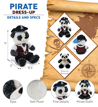 SUPER-SOFT PLUSH - SITTING PANDA WITH PIRATE DRESS UP