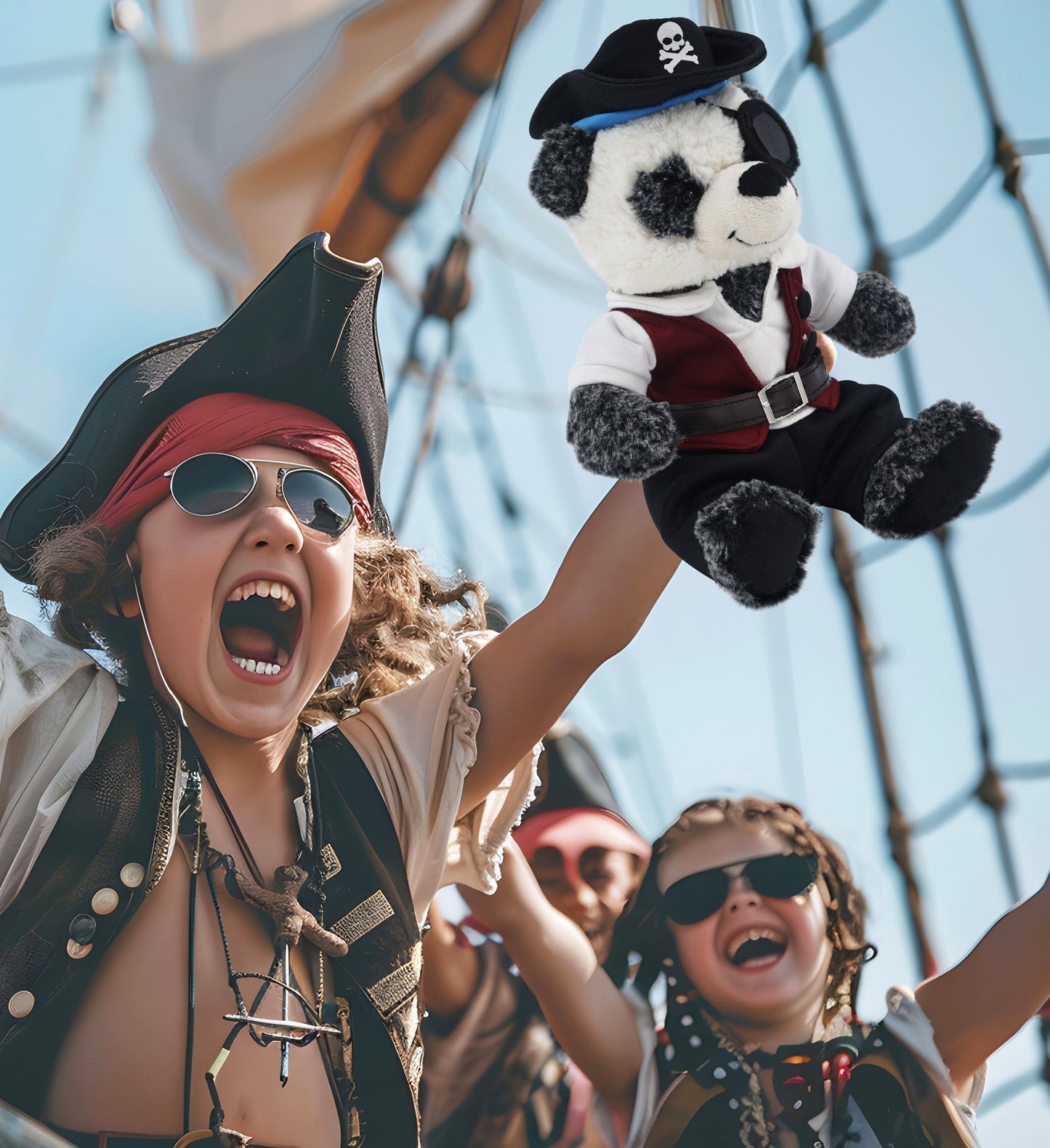 SUPER-SOFT PLUSH - SITTING PANDA WITH PIRATE DRESS UP