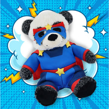 SUPER-SOFT PLUSH - SITTING PANDA WITH SUPER HERO DRESS UP