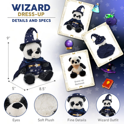 SUPER-SOFT PLUSH - SITTING PANDA WITH WIZARD DRESS UP