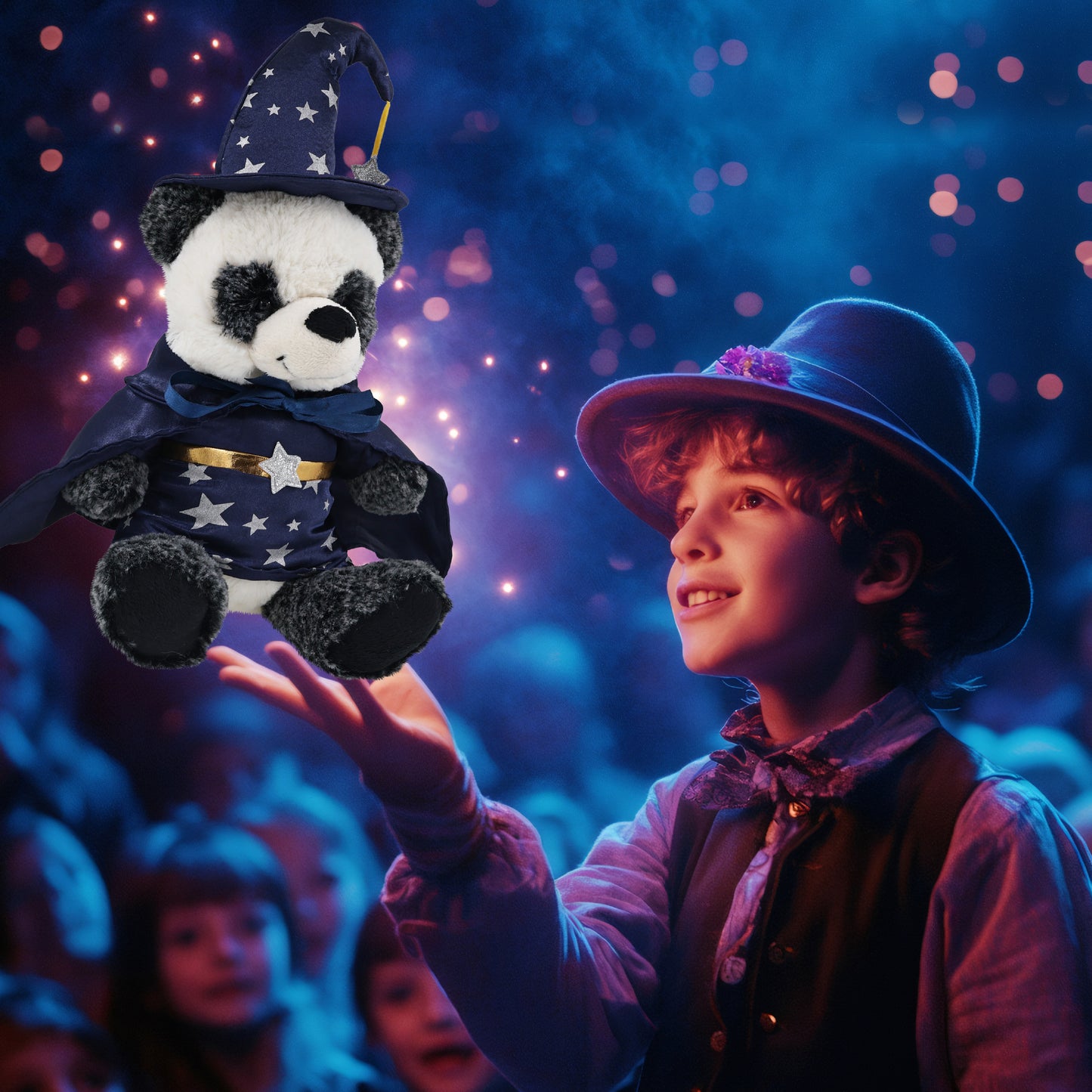 SUPER-SOFT PLUSH - SITTING PANDA WITH WIZARD DRESS UP