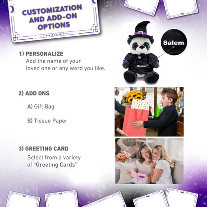 SUPER-SOFT PLUSH - SITTING PANDA WITH WITCH DRESS UP