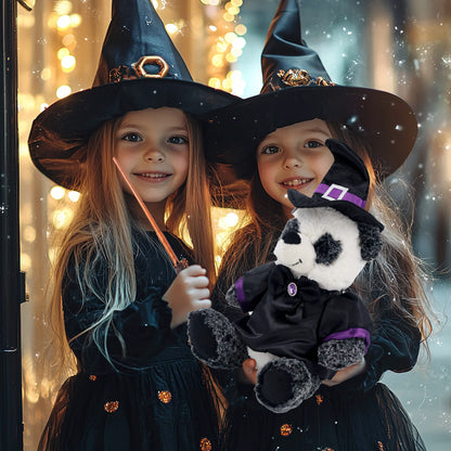 SUPER-SOFT PLUSH - SITTING PANDA WITH WITCH DRESS UP