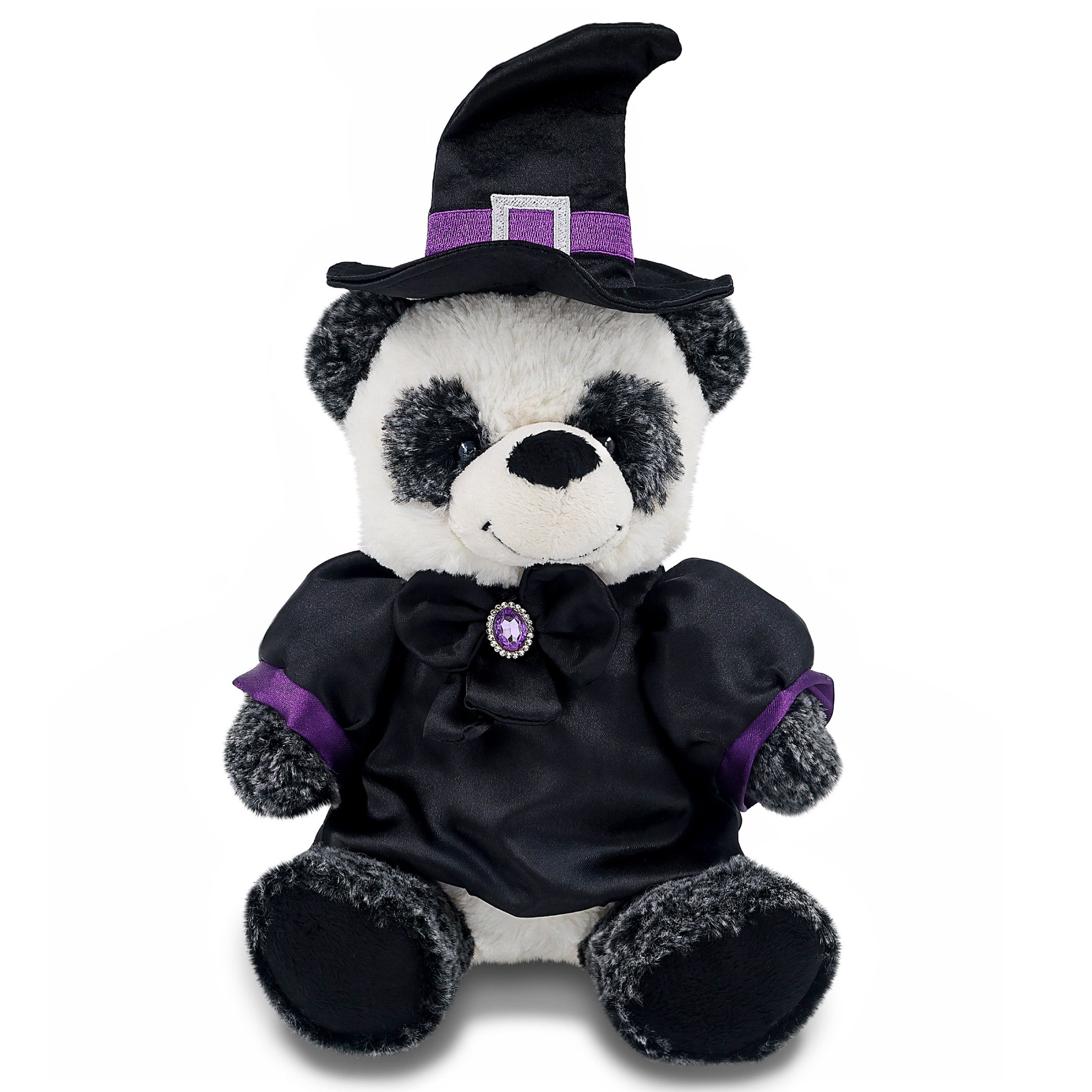 SUPER-SOFT PLUSH - SITTING PANDA WITH WITCH DRESS UP