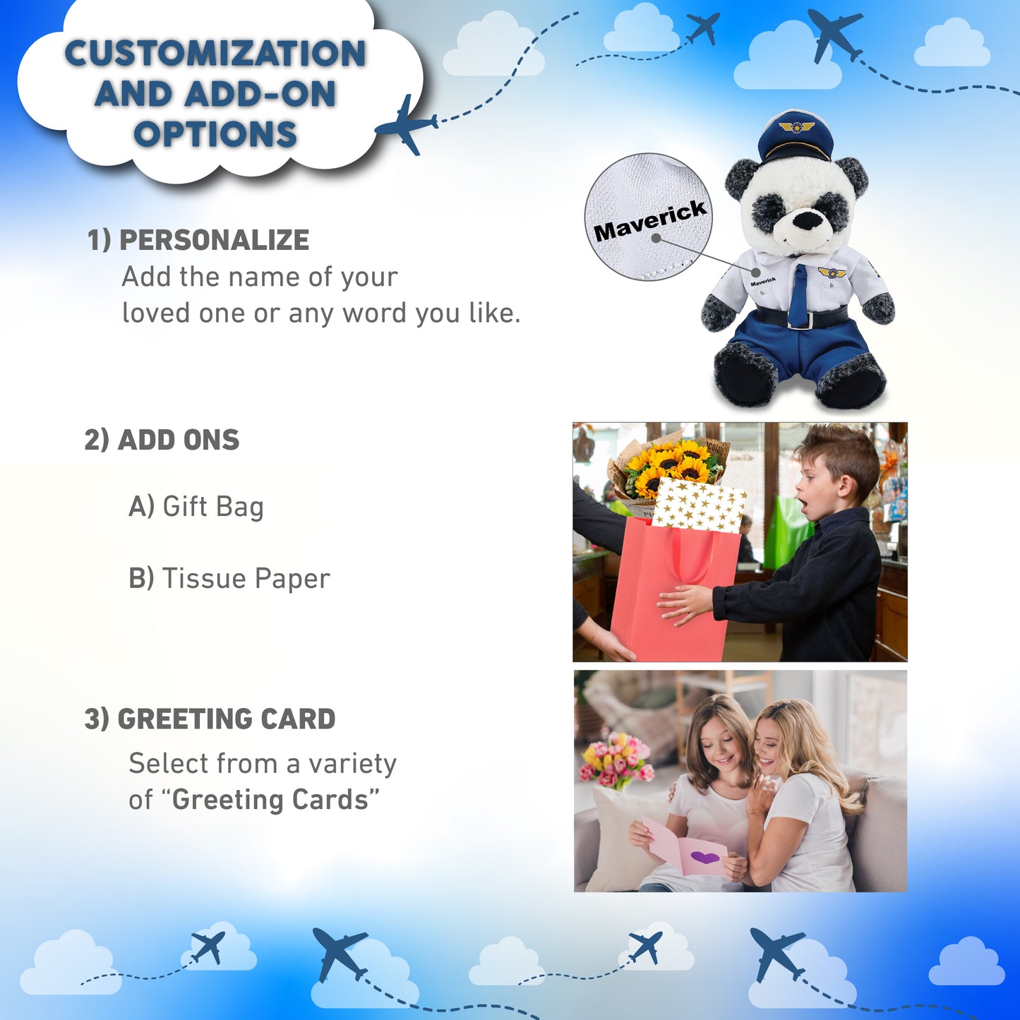 SUPER-SOFT PLUSH - SITTING PANDA WITH PILOT DRESS UP