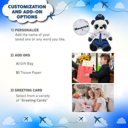 SUPER-SOFT PLUSH - SITTING PANDA WITH PILOT DRESS UP
