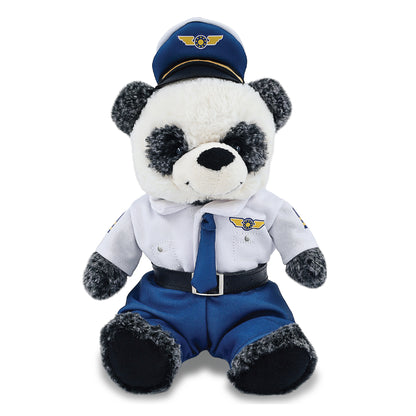 SUPER-SOFT PLUSH - SITTING PANDA WITH PILOT DRESS UP