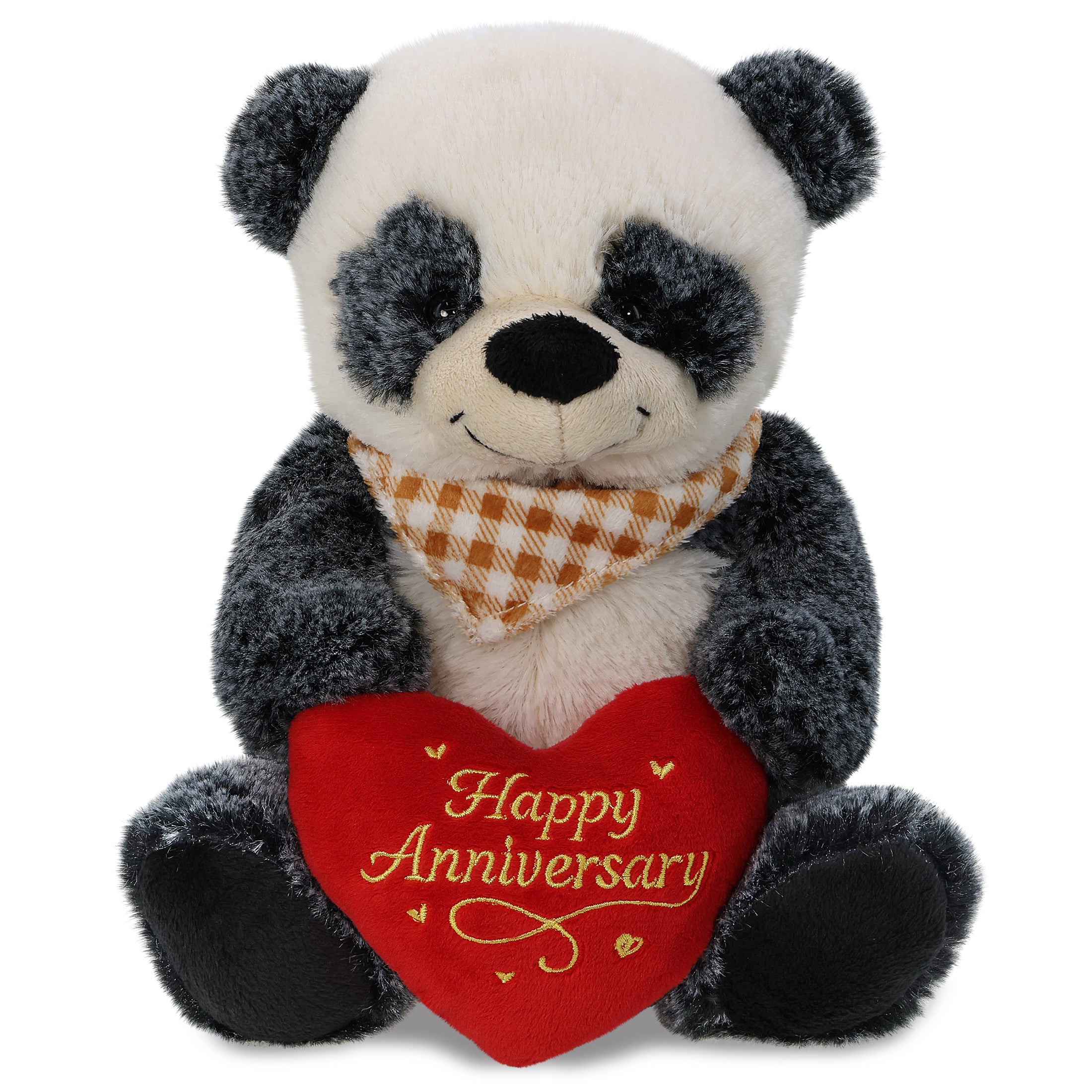 SUPER-SOFT PLUSH - SITTING PANDA WITH HAPPY ANNIVERSARY HEART