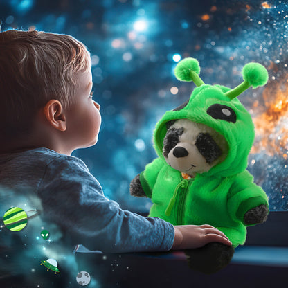 SUPER-SOFT PLUSH - SITTING PANDA WITH ALIEN SWEATER