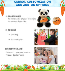 DolliBu Happy Easter Super Soft Plush Sitting Panda with Carrot - 9.5 Inches