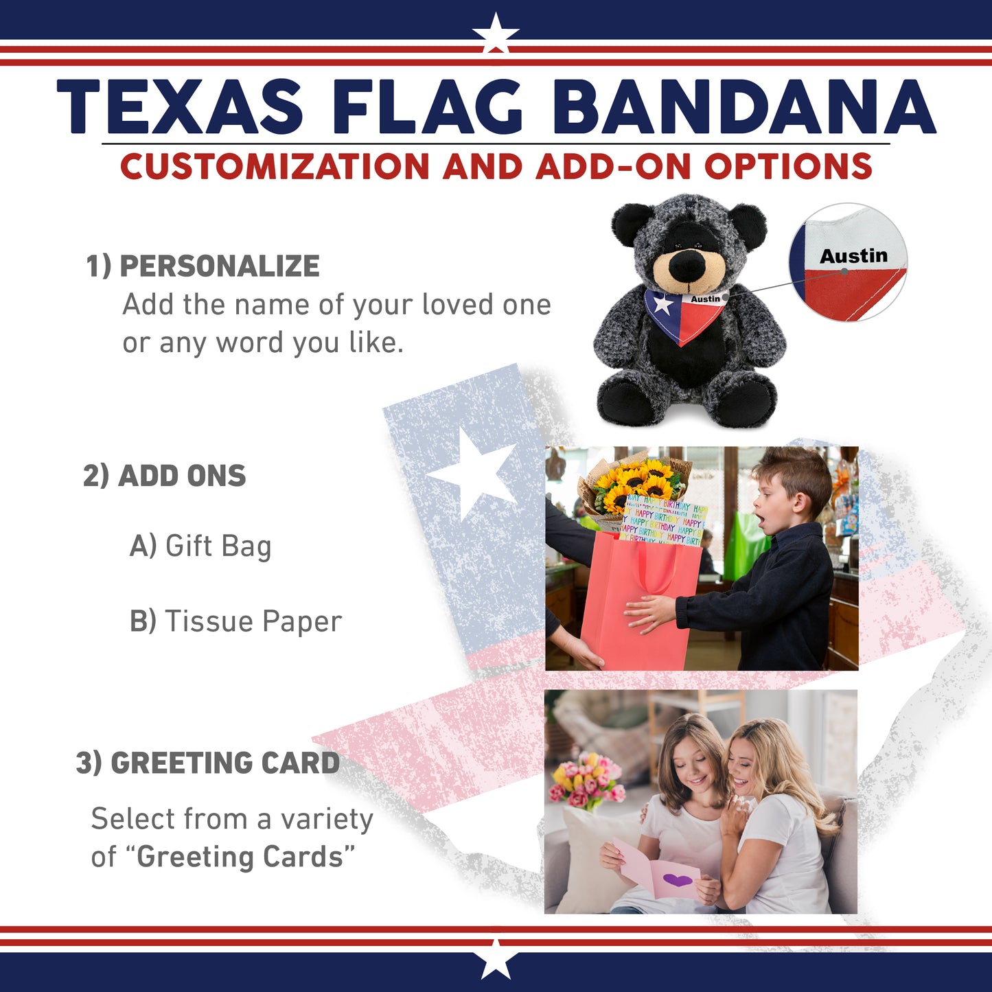 SUPER-SOFT PLUSH - SITTING BLACK BEAR WITH TEXAS FLAG BANDANA