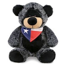 SUPER-SOFT PLUSH - SITTING BLACK BEAR WITH TEXAS FLAG BANDANA