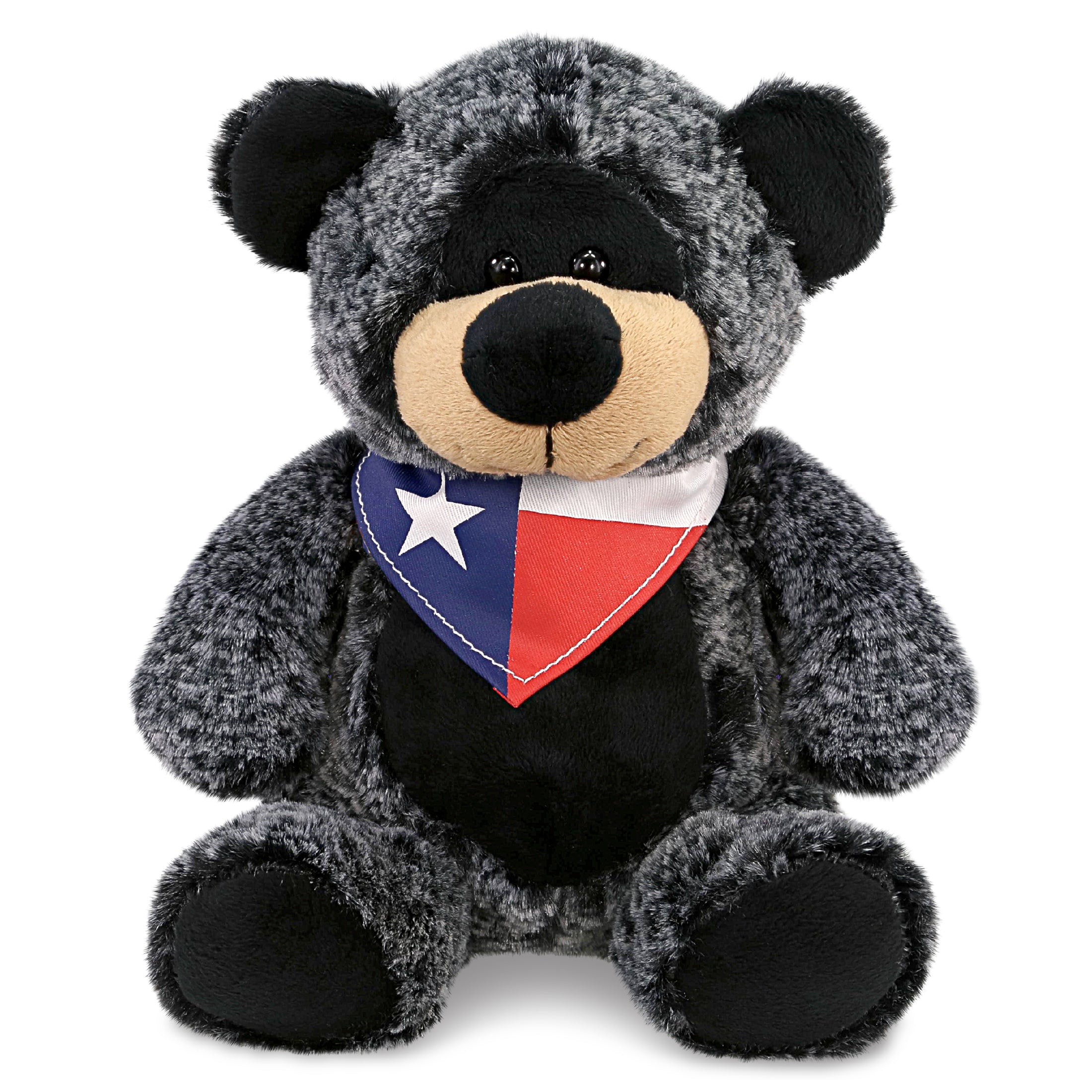 SUPER-SOFT PLUSH - SITTING BLACK BEAR WITH TEXAS FLAG BANDANA