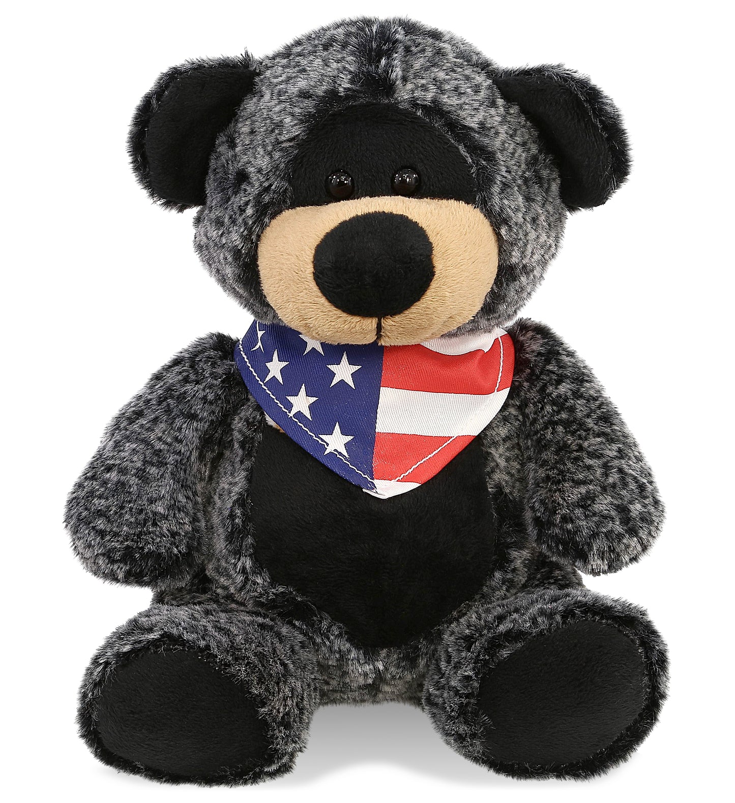 SUPER-SOFT PLUSH - SITTING BLACK BEAR WITH USA FLAG BANDANA