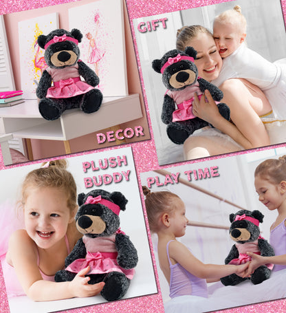 SUPER-SOFT PLUSH - SITTING BLACK BEAR Ballerina