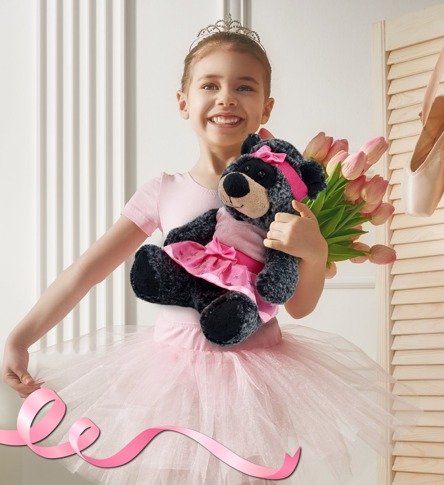 SUPER-SOFT PLUSH - SITTING BLACK BEAR Ballerina