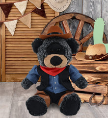 SUPER-SOFT PLUSH - SITTING BLACK BEAR COWBOY DRESS UP