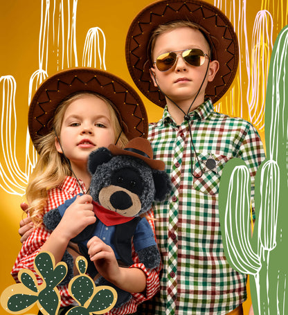 SUPER-SOFT PLUSH - SITTING BLACK BEAR COWBOY DRESS UP