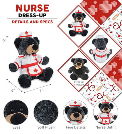 SUPER-SOFT PLUSH - SITTING BLACK BEAR NURSE DRESS UP