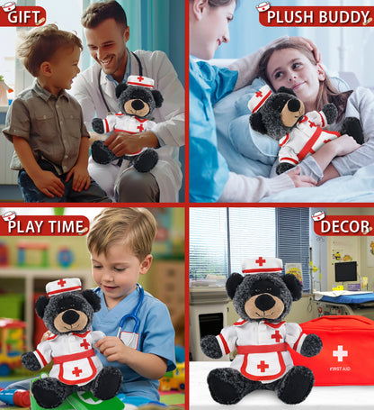 SUPER-SOFT PLUSH - SITTING BLACK BEAR NURSE DRESS UP