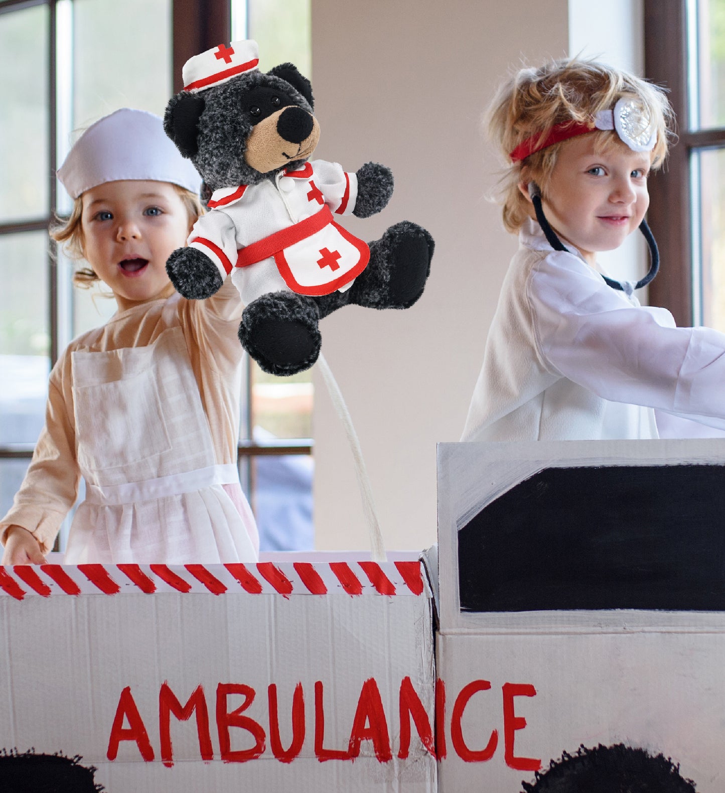 SUPER-SOFT PLUSH - SITTING BLACK BEAR NURSE DRESS UP