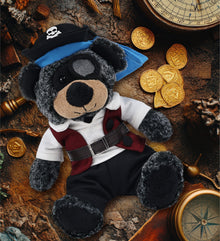SUPER-SOFT PLUSH - SITTING BLACK BEAR WITH PIRATE DRESS UP