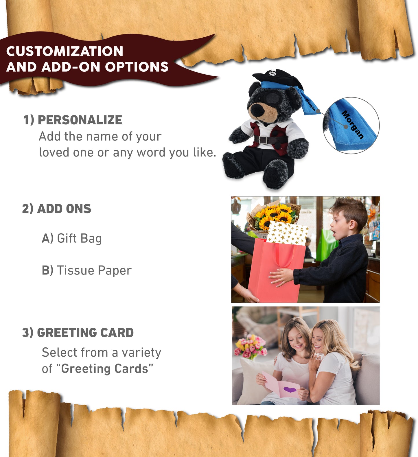 SUPER-SOFT PLUSH - SITTING BLACK BEAR WITH PIRATE DRESS UP