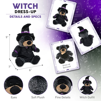 SUPER-SOFT PLUSH - SITTING BLACK BEAR WITH WITCH DRESS UP