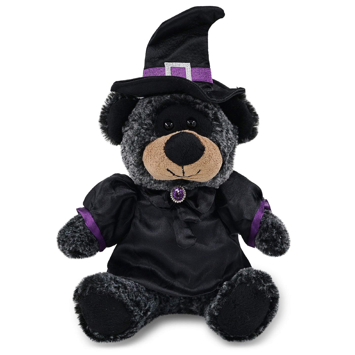 SUPER-SOFT PLUSH - SITTING BLACK BEAR WITH WITCH DRESS UP