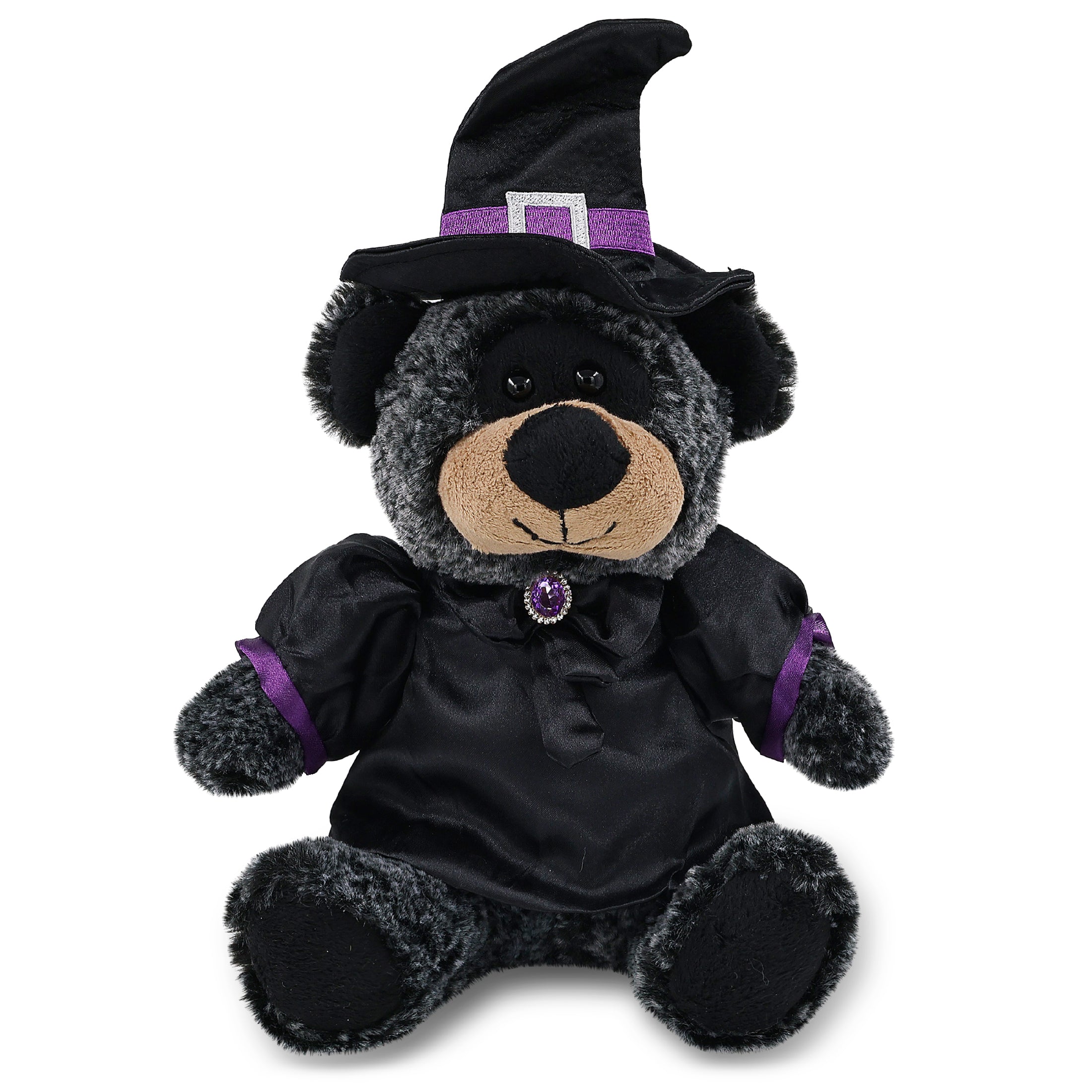 SUPER-SOFT PLUSH - SITTING BLACK BEAR WITH WITCH DRESS UP