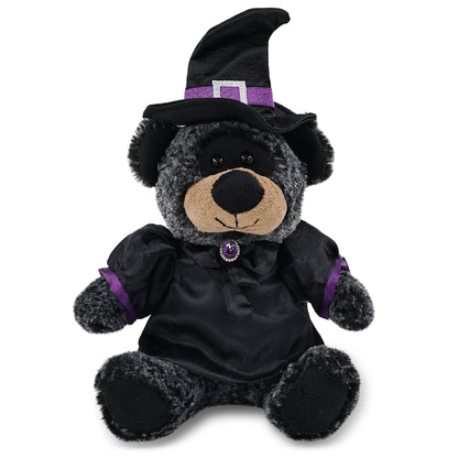 SUPER-SOFT PLUSH - SITTING BLACK BEAR WITH WITCH DRESS UP