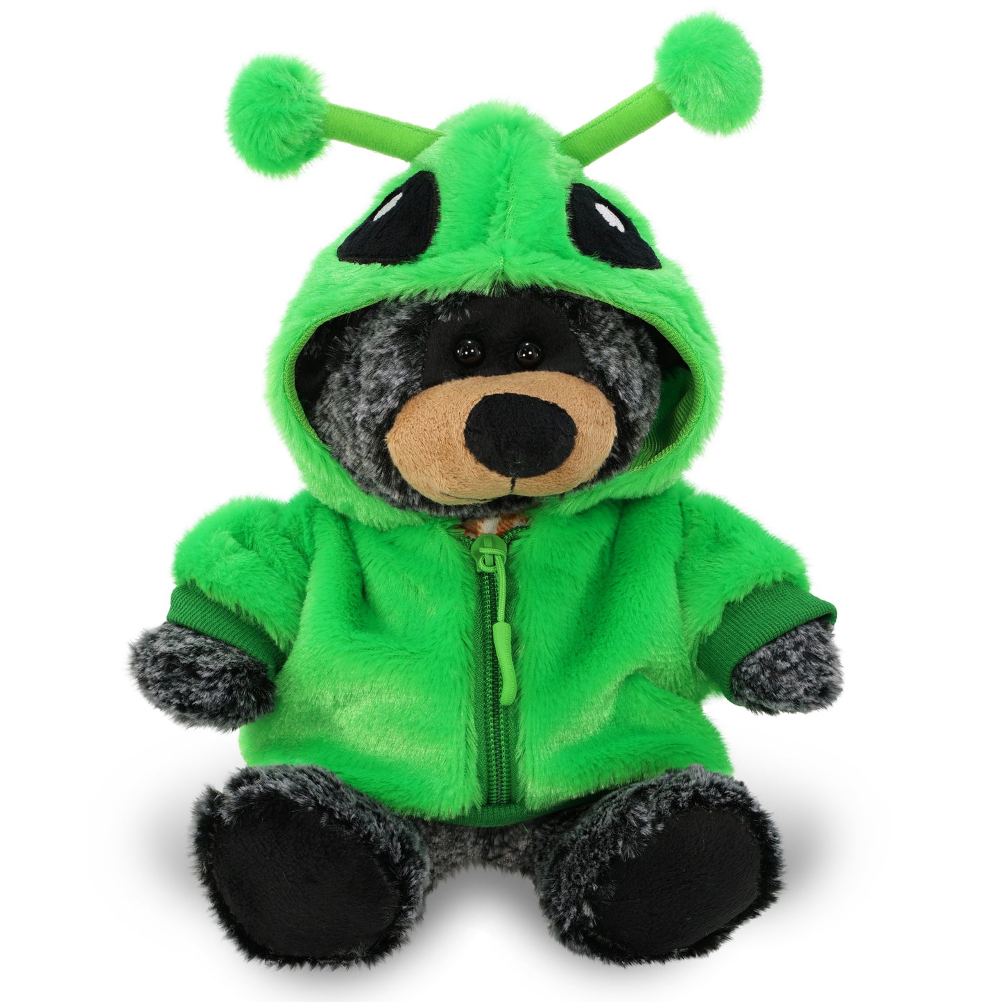 SUPER-SOFT PLUSH - SITTING BLACK BEAR WITH ALIEN SWEATER