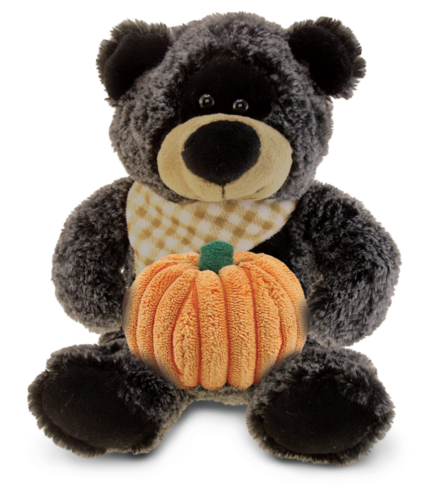 PLUSH PUMPKIN - SUPER-SOFT PLUSH - SITTING BLACK BEAR