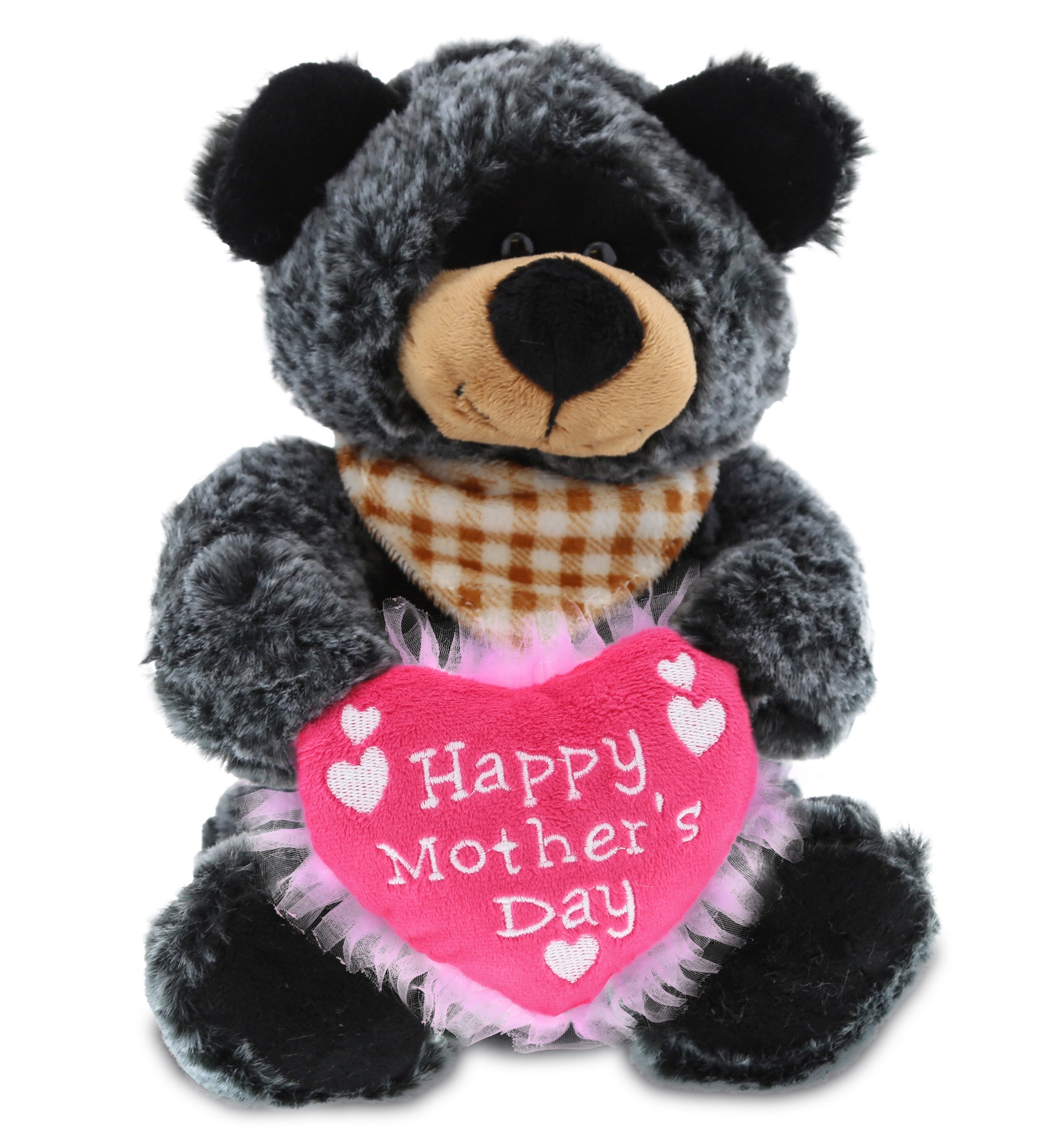 PLUSH MOTHERS DAY HEART - SUPER-SOFT PLUSH - SITTING BLACK BEAR