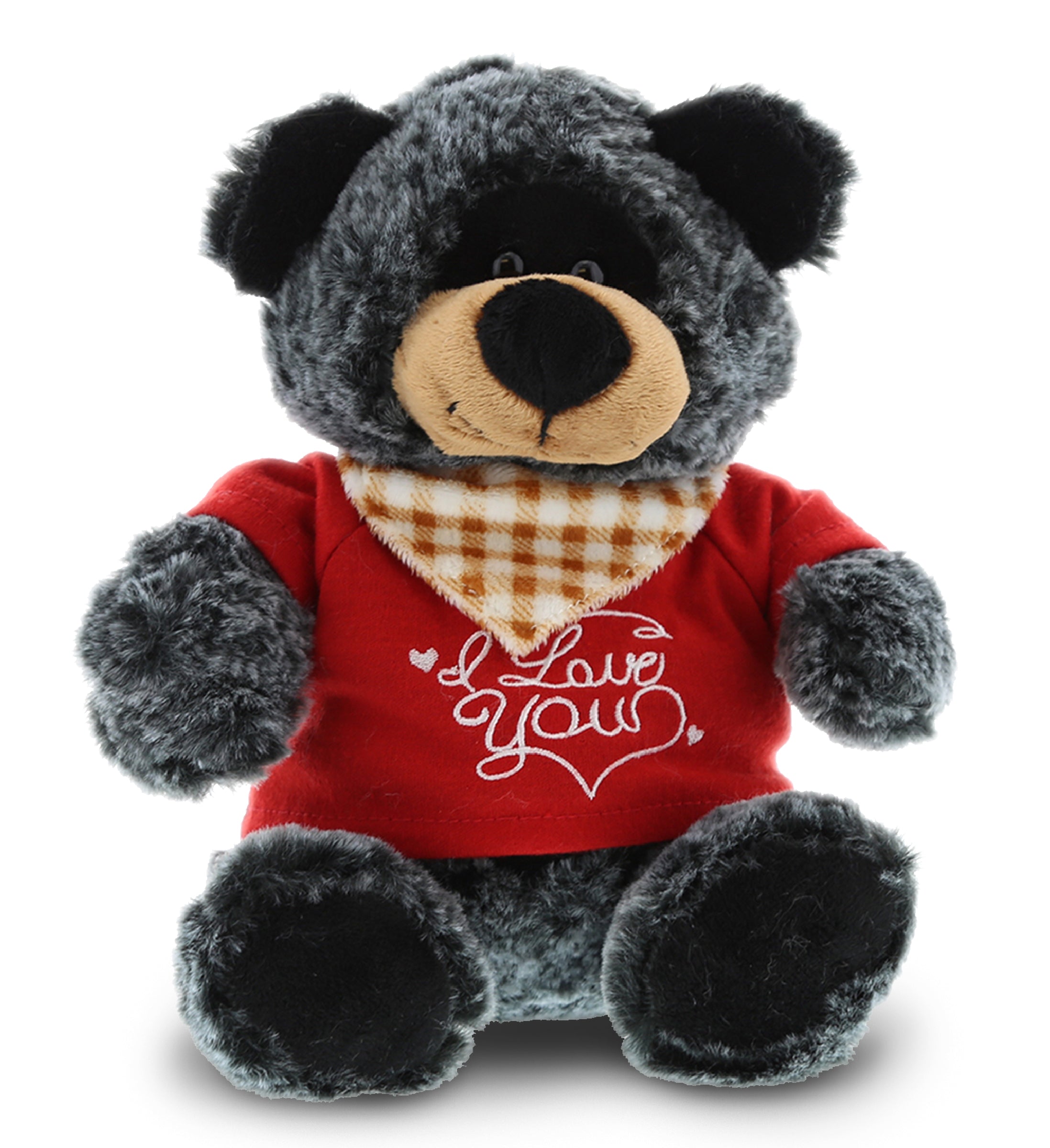 PLUSH I LOVE YOU RED SHIRT- SUPER-SOFT PLUSH - SITTING BLACK BEAR