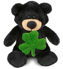 PLUSH SHAMROCK - SUPER-SOFT PLUSH - BLACK BEAR 9"