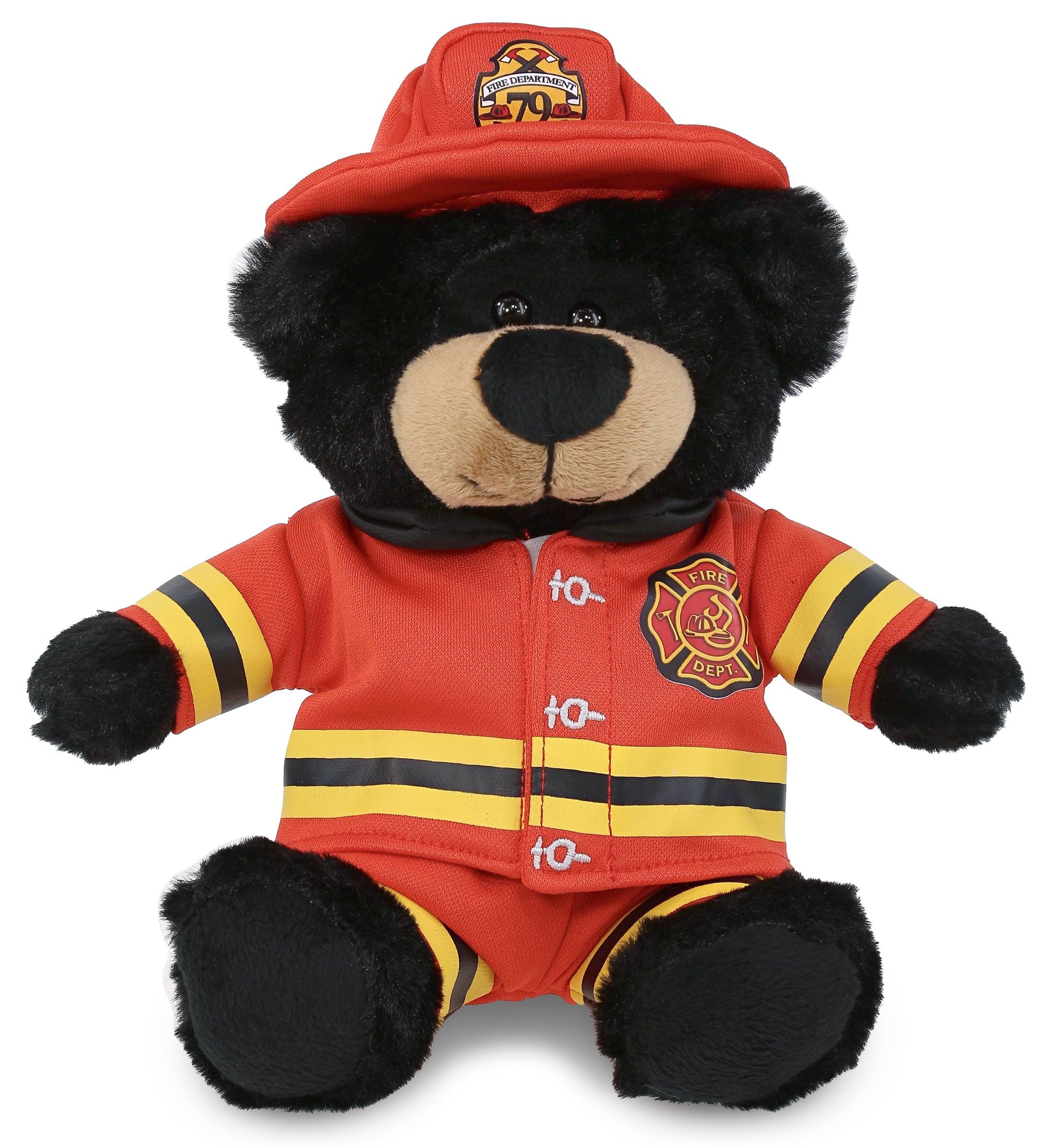 PLUSH FIREMAN - SUPER-SOFT PLUSH - BLACK BEAR 9"
