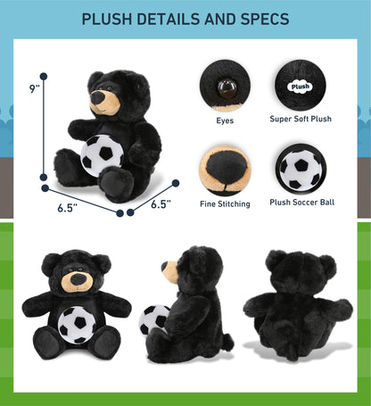 SUPER-SOFT PLUSH - BLACK BEAR 9" WITH SOCCER PLUSH