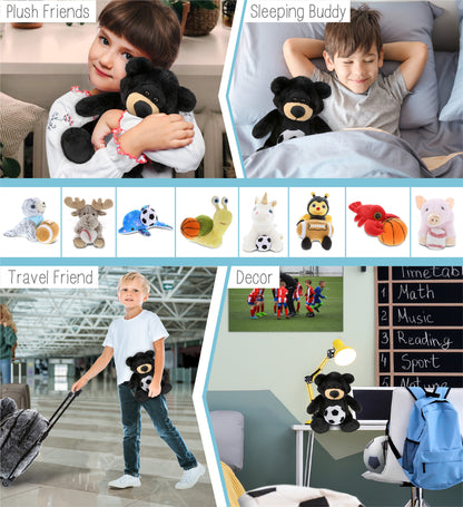 SUPER-SOFT PLUSH - BLACK BEAR 9" WITH SOCCER PLUSH