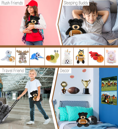 SUPER-SOFT PLUSH - BLACK BEAR 9" WITH FOOTBALL PLUSH