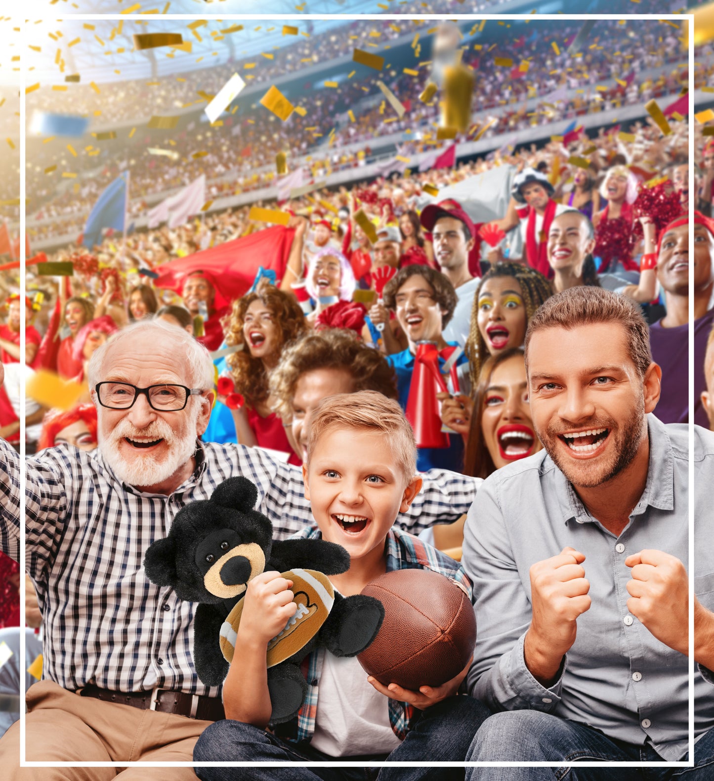 SUPER-SOFT PLUSH - BLACK BEAR 9" WITH FOOTBALL PLUSH