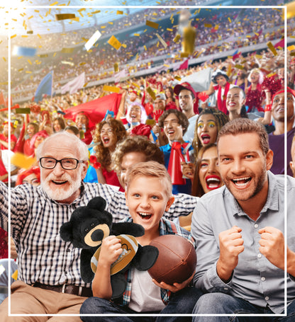 SUPER-SOFT PLUSH - BLACK BEAR 9" WITH FOOTBALL PLUSH