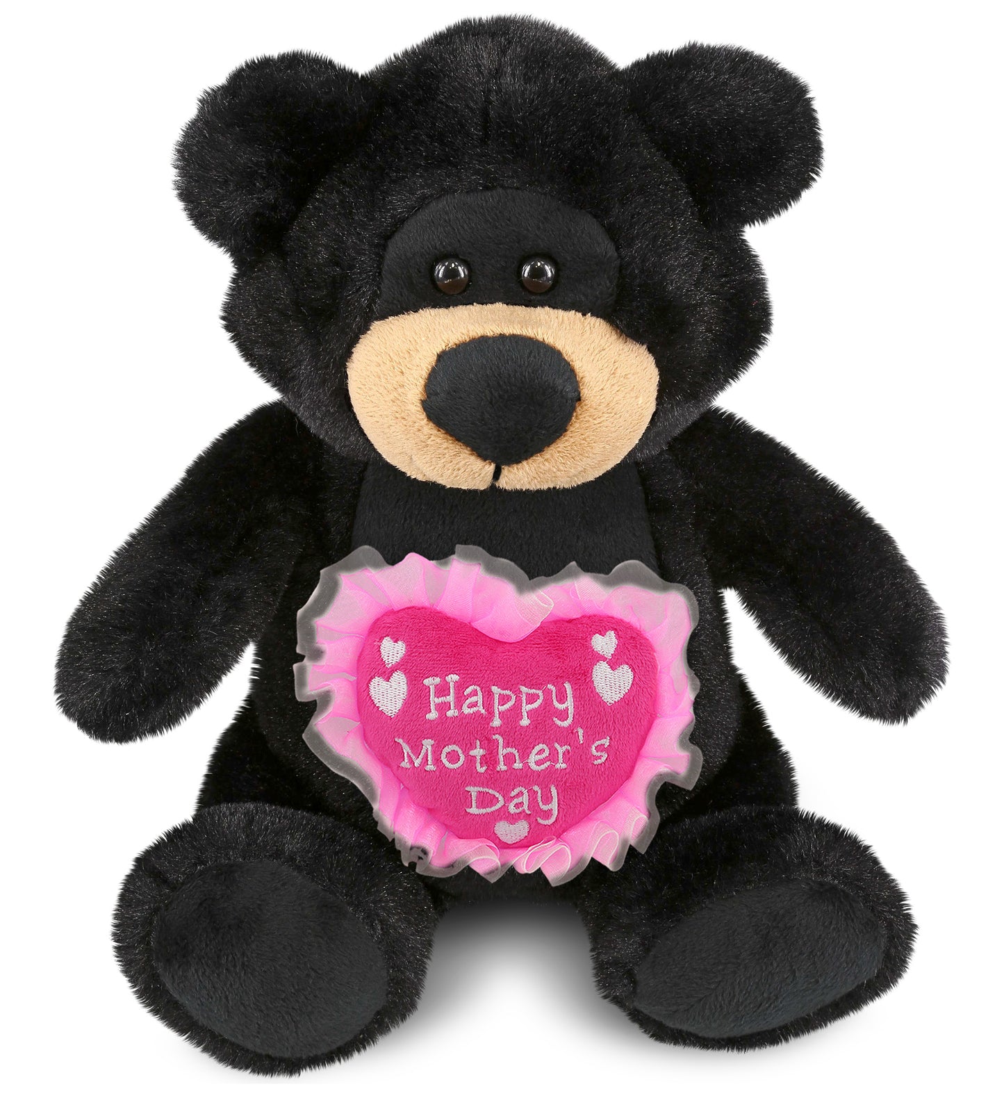 PLUSH MOTHERS DAY HEART - SUPER-SOFT PLUSH - BLACK BEAR 9"