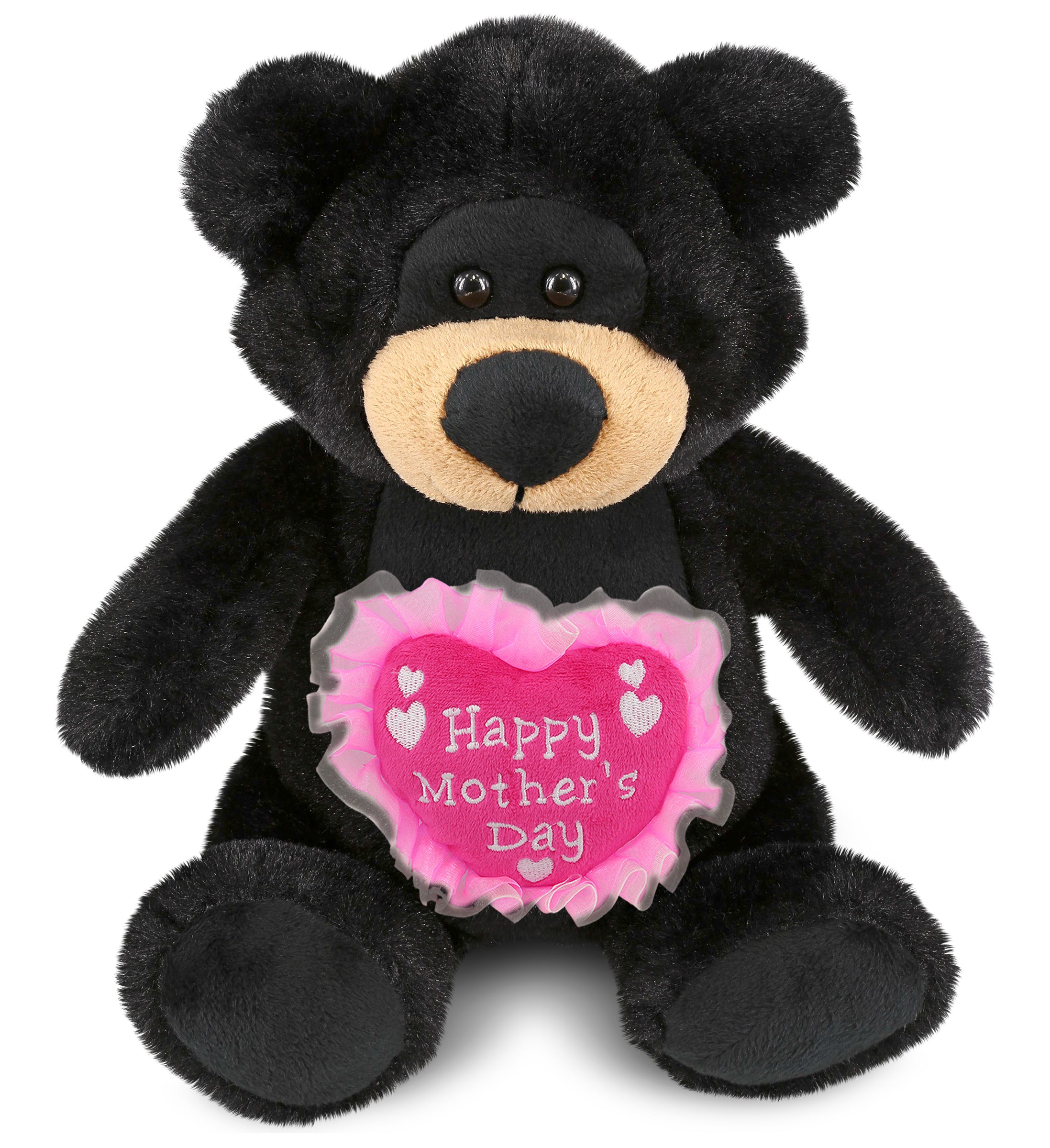 PLUSH MOTHERS DAY HEART - SUPER-SOFT PLUSH - BLACK BEAR 9"