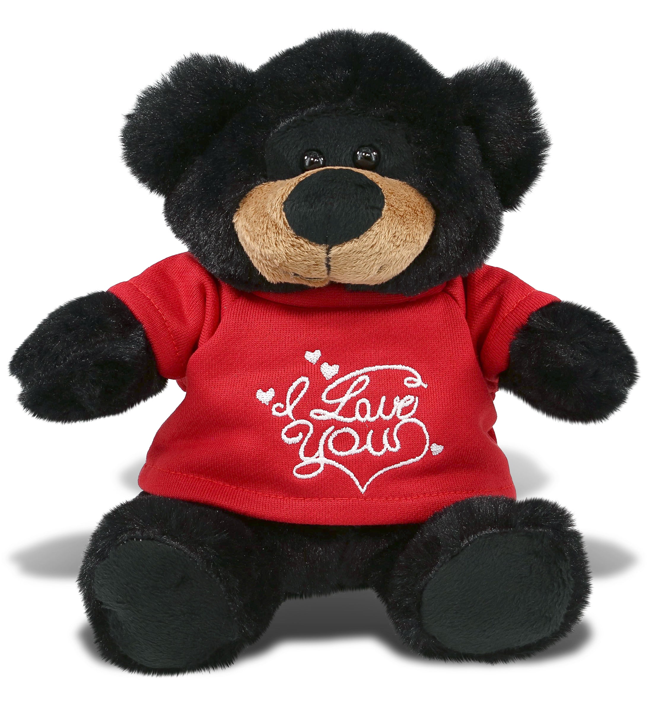 PLUSH I LOVE YOU RED SHIRT- SUPER-SOFT PLUSH - BLACK BEAR 9"