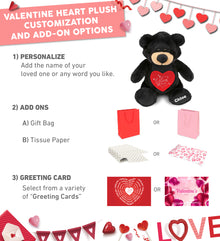PLUSH I LOVE YOU RED HEART - SUPER-SOFT PLUSH - BLACK BEAR 9"