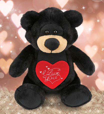 PLUSH I LOVE YOU RED HEART - SUPER-SOFT PLUSH - BLACK BEAR 9"